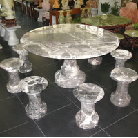 Bàn ghế đá  Đá Marble vân xám