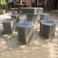 Bộ bàn ghế đá Bazan lục giác