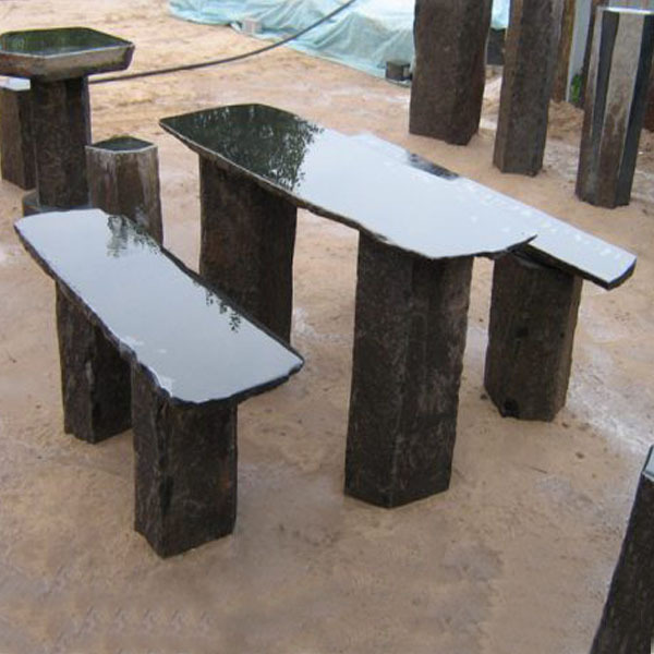 Bộ bàn ghế đá Bazan,ghế băng dài | Bàn ghế đá granite
