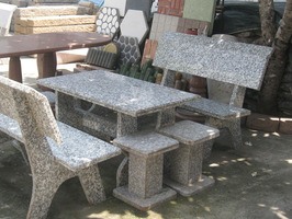 Bộ bàn ghế đá granite trắng Suối lau