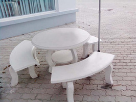Bộ bàn ghế đá mài sân vườn không tựa màu trắng