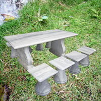 Bộ bàn ghế đá Marble sân vườn trắng vân