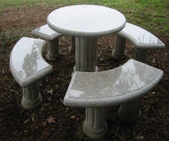 Bộ bàn ghế đá tròn Granite sân vườn