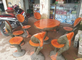 Bộ bàn ghế tròn giả gỗ