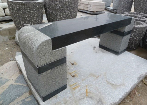 Ghế đá granite băng thẳng hai màu - mẫu bàn ghế đá granite nghệ thuật