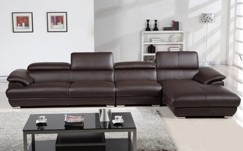 Ghế sofa da Pu nhập khẩu cao cấp góc phải màu nâu