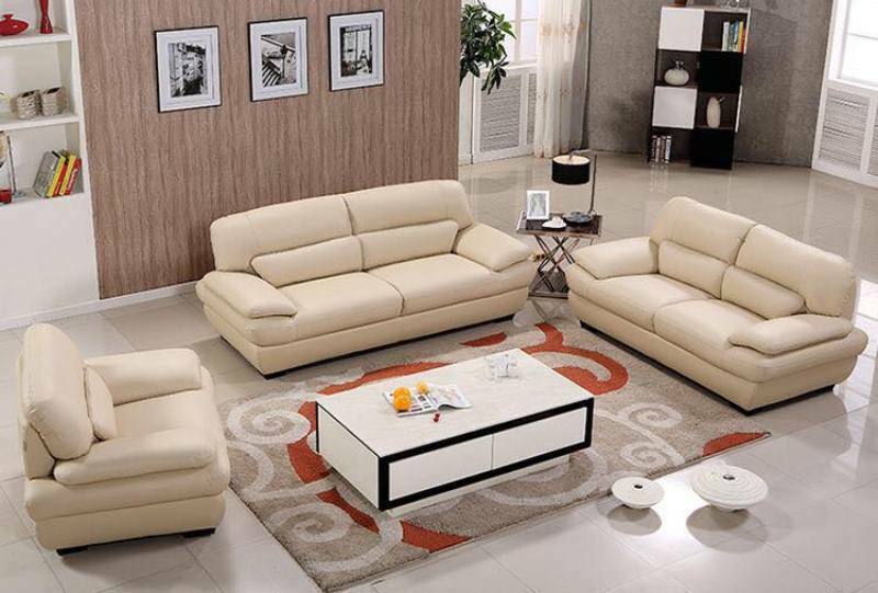 Ghế sofa da simili cao cấp màu vàng kem 