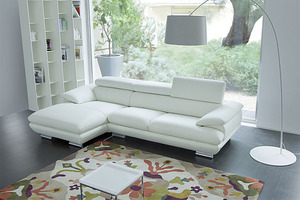 Ghế sofa góc da PU cao cấp trái màu trắng 