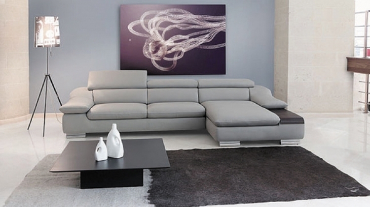 Ghế sofa góc phải simili cao cấp màu ghi xám 