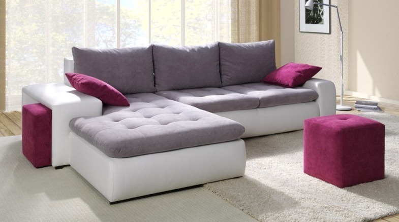 Ghế sofa vải cao cấp góc trái màu trắng xám 