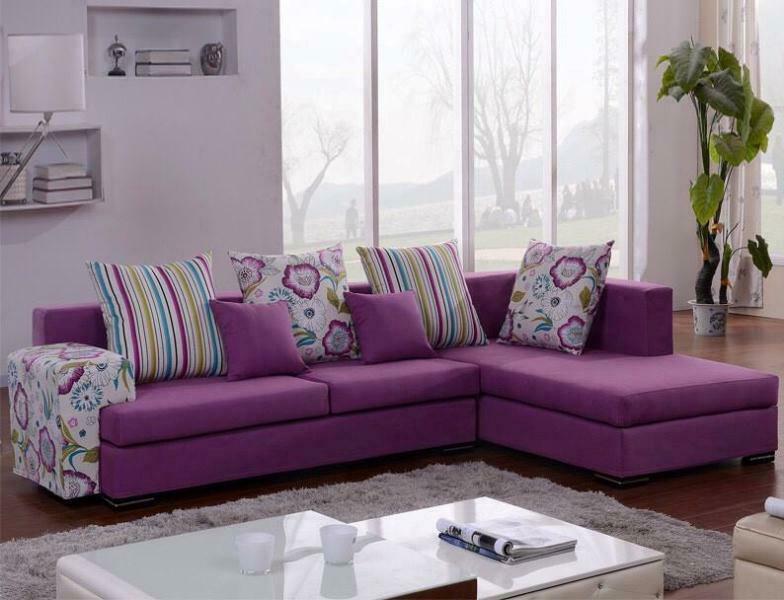 Ghế sofa vải màu tím  - sofa cho phòng khách hẹp