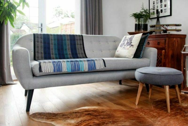 Ghế sofa  vải nhập khẩu và ghế đôn màu xám 