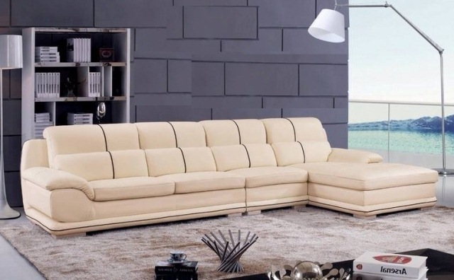 Ghế sofa văn phòng cao cấp góc phải màu vàng kem 