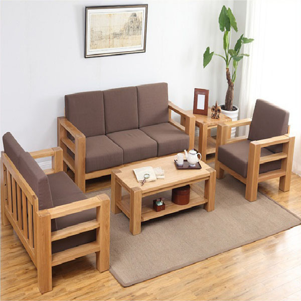 set 5 Sofa gỗ sồi xuất khẩu đẹp Brown