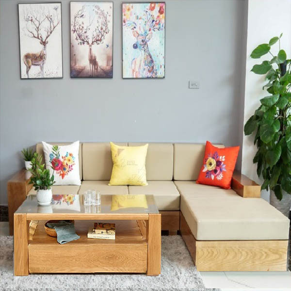 Sofa góc L gỗ sồi EI