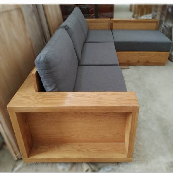 Sofa góc L gỗ sồi EI - sofa gỗ tự nhiên cao cấp