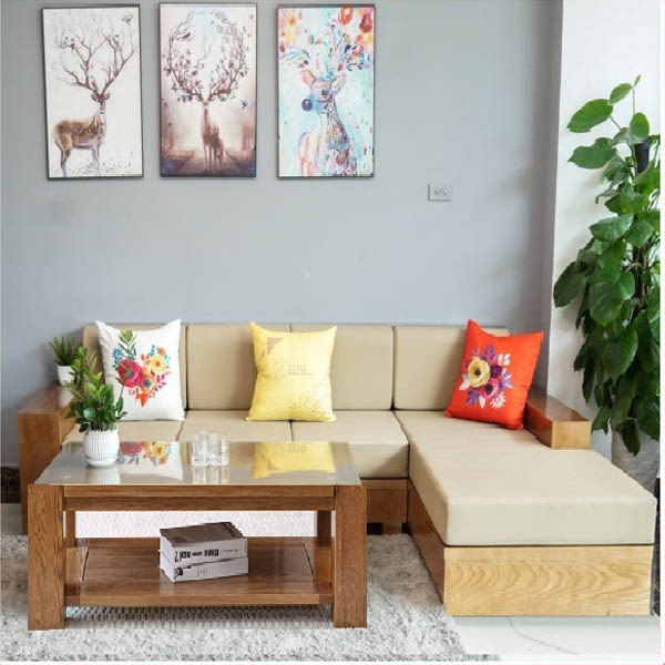 Sofa góc L gỗ sồi EII