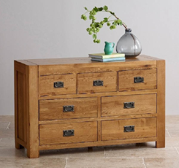 Tủ gỗ sồi 7 ngăn Rustic Solid Oak